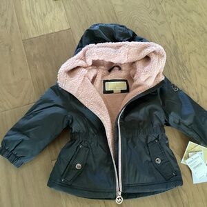 Michael Kors Kids' Faux Shearling Lined Rain Anorak, size 2T